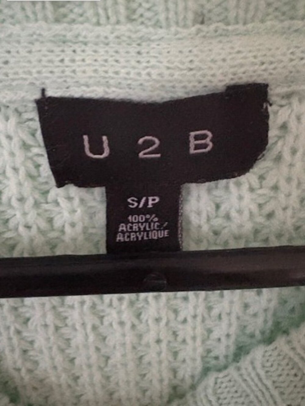 Mint-Green Wide-Neck Cropped Knit Sweatshirt from U2B - Picture 4 of 5